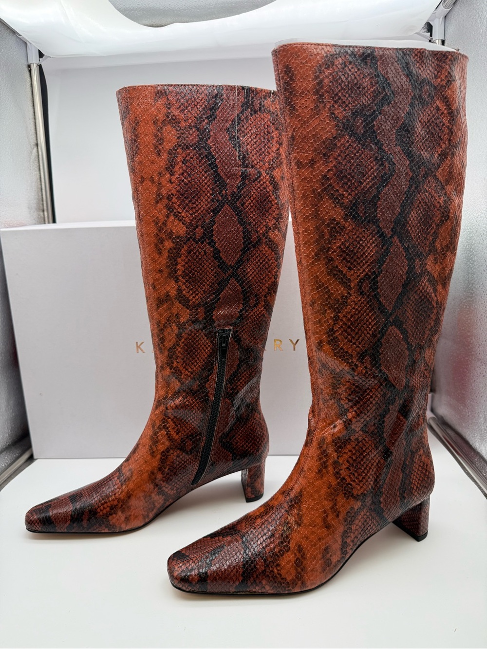 Katy Perry Collections Brown and Black Snake-Print Over-The-Knee Boots - Picture 3 of 8